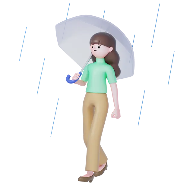傘をさして歩く女性