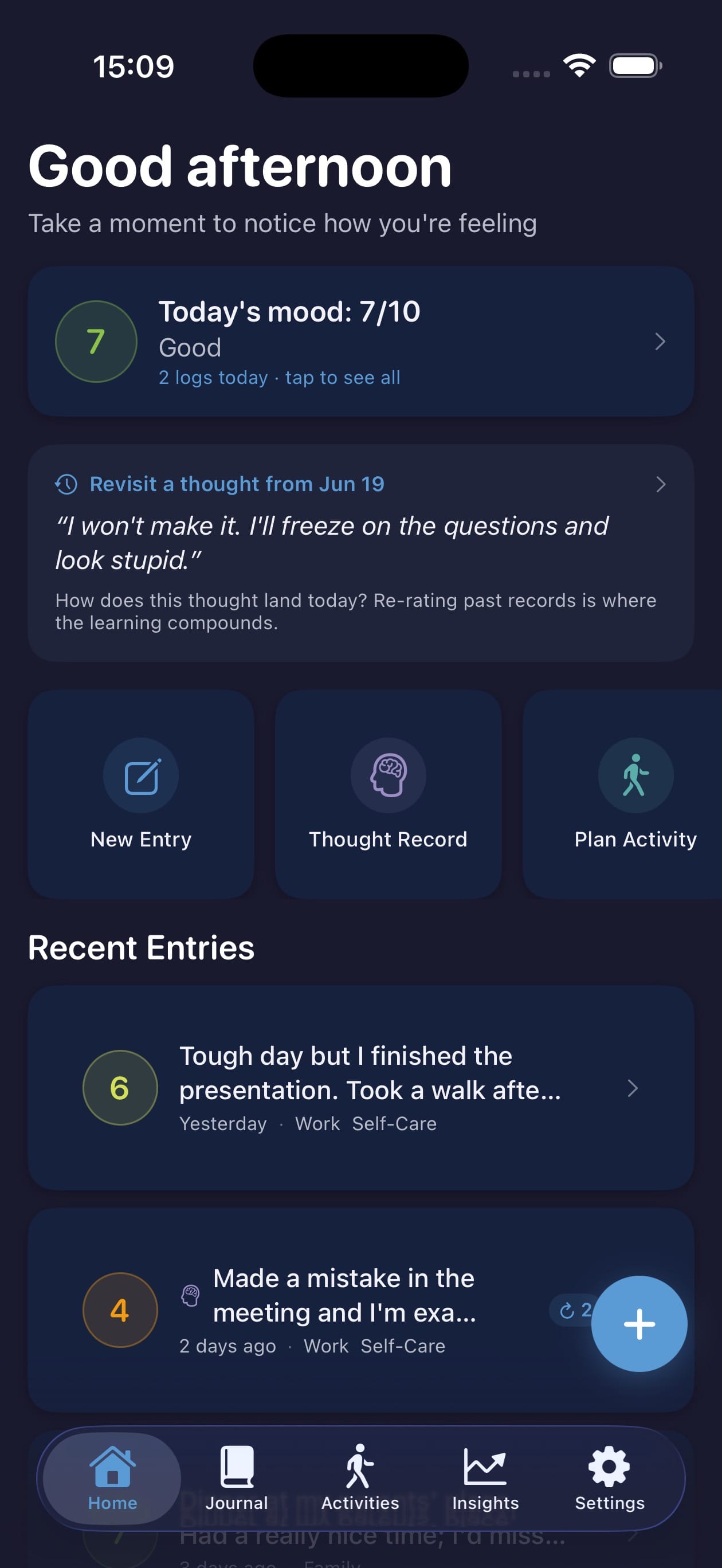 SteadyNote app home screen