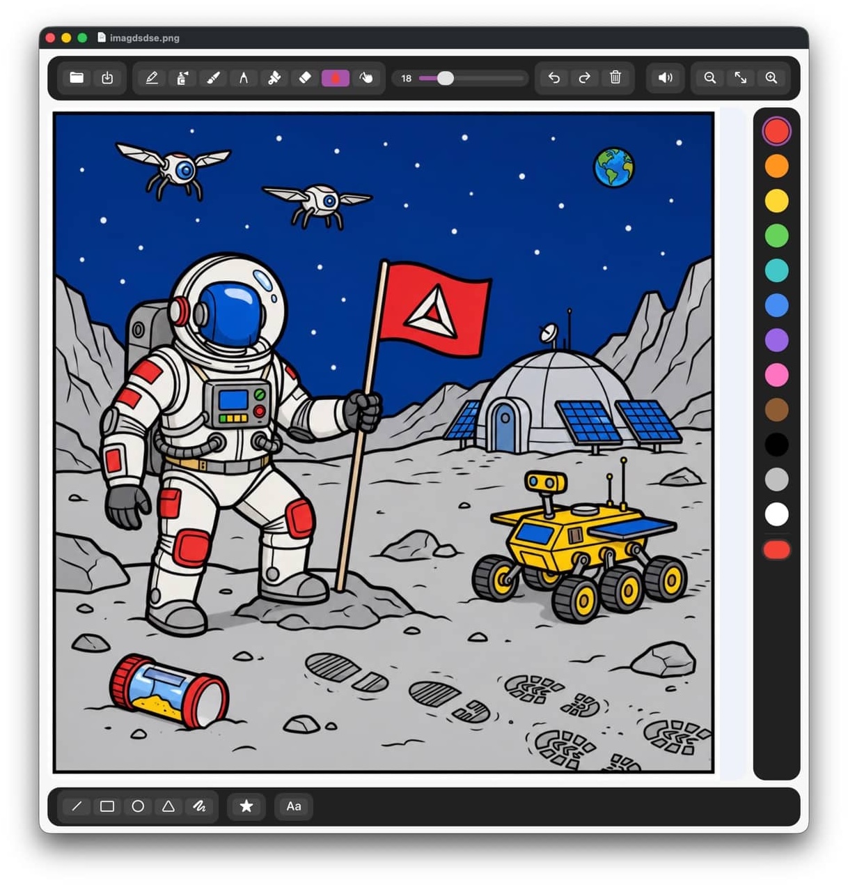 Colouring a page in Colorfolio
