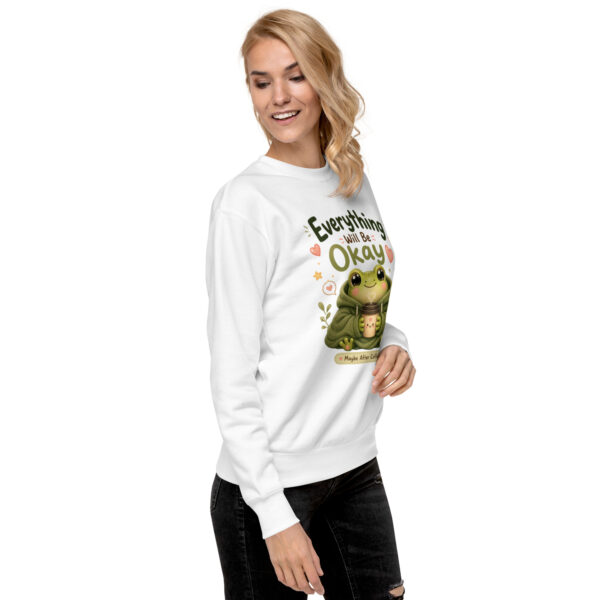 unisex-premium-sweatshirt-white-right-front-6a3ce1a0db495.jpg Everything Will Be Okay Frog Sweatshirt – Cute Coffee Frog Unisex Premium Sweatshirt