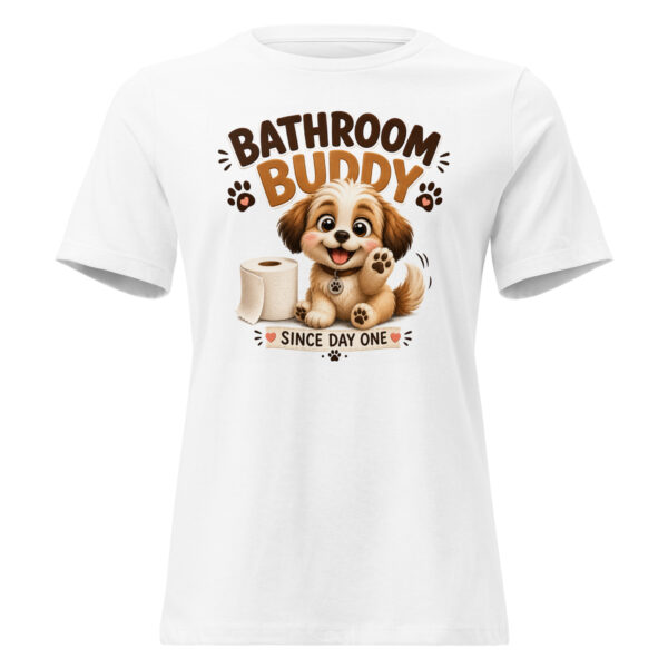 womens-relaxed-t-shirt-white-front-6a3cddb1ef553.jpg Bathroom Buddy Design Women's Relaxed T-Shirt