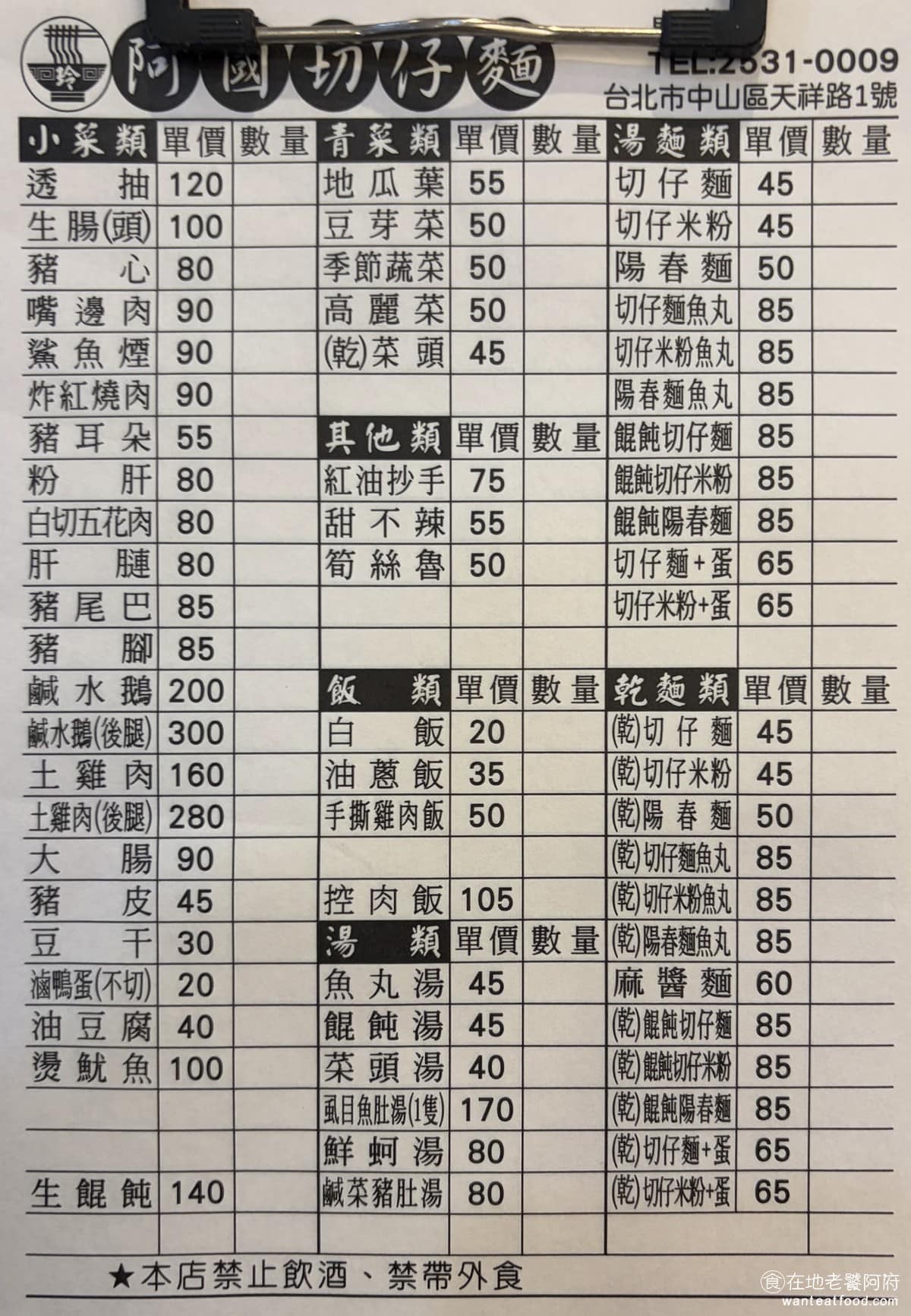 阿國切仔麵 阿國切仔麵菜單 阿國切仔麵推薦 中山區美食 中山美食 雙連美食 台灣小吃 切仔麵 紅燒肉 《阿國切仔麵》菜單2026,主要包括切仔麵、米粉、陽春麵和油蔥飯,比較多人點的,還有餛飩湯和紅燒肉。以台北現在的物價來看,這裡的價格,其實不算貴。 @在地老饕阿府