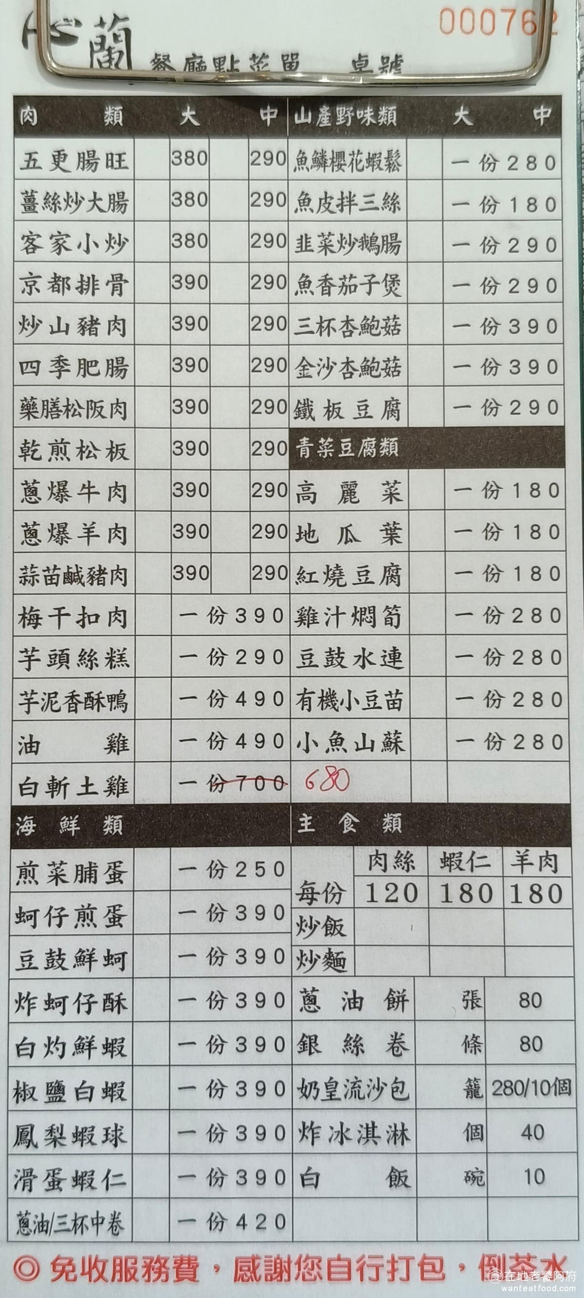 心蘭餐廳 心蘭餐廳菜單 心蘭餐廳推薦 龍潭區美食 龍潭美食 台式料理 活魚 除了活魚也有客家菜、熱炒、湯品、小菜等可以單點，選擇困難的話，直接點合菜套餐最省事，從兩人到十人都有對應的套餐方案。價位上屬於中等，活魚以斤計價，合菜套餐則視人數與菜色而定，整體來說，多人同吃較為划算。 @在地老饕阿府