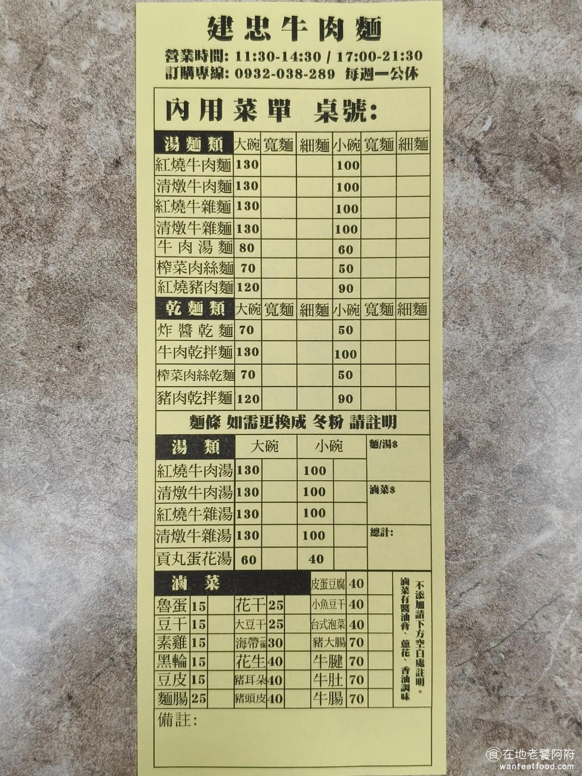 建忠牛肉麵 建忠牛肉麵菜單 建忠牛肉麵推薦 信義區美食 信義美食 《建忠牛肉麵》麵類主打紅燒和清燉兩種口味的牛肉麵、牛雜麵,不吃牛的人可以選擇豬肉麵、榨菜肉絲麵或炸醬麵。麵條有細麵與寬麵可以選,大小碗差距約 30 元。但其實小碗的一個人就很夠吃了。目前一碗小碗牛肉麵,100 元,大碗130 元,加點切小菜,多個幾十元,以信義區的消費水準來說,確實相當平價。 @在地老饕阿府
