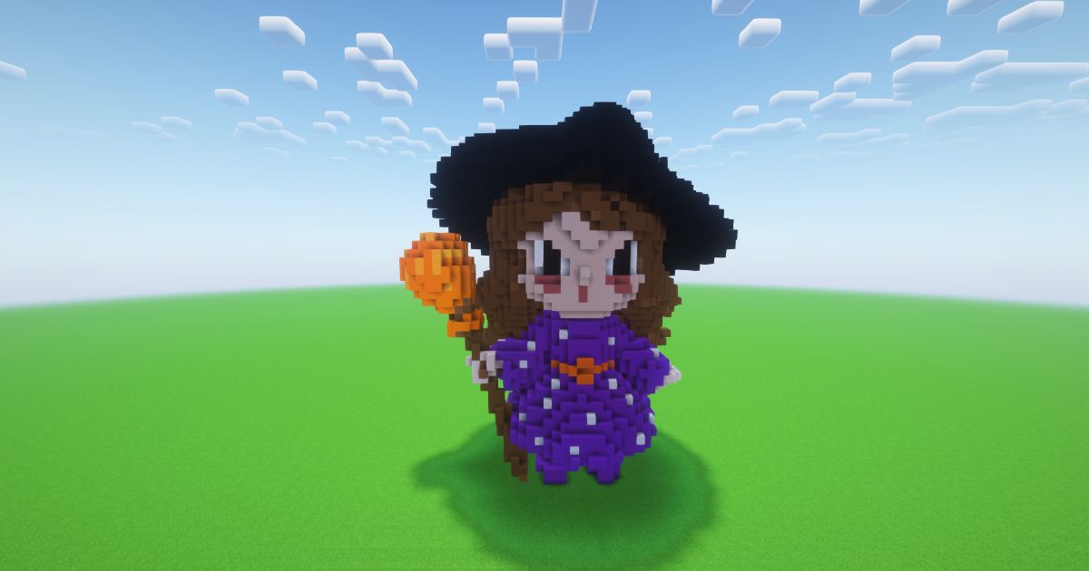 Minecraft Halloween Cute Witch Statue! ( FREE )