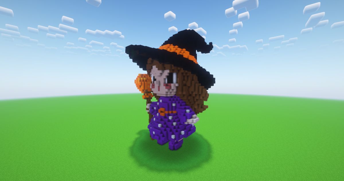 Minecraft Halloween Cute Witch Statue! ( FREE ) preview 1