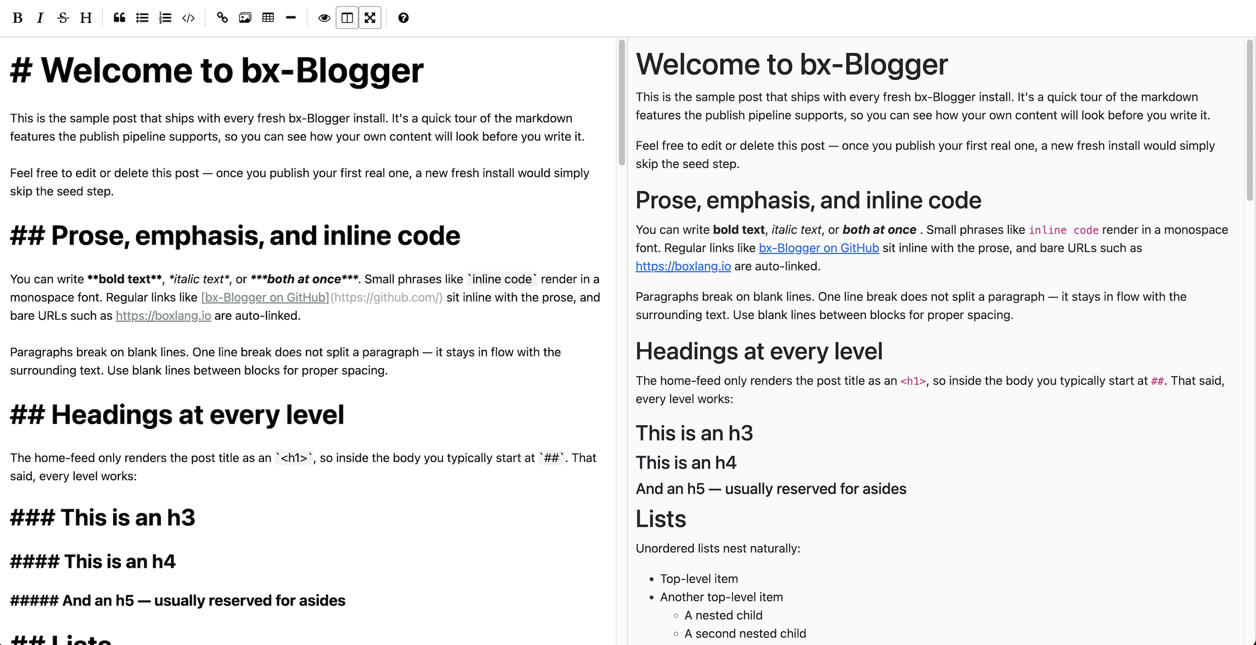 Admin easyMDE Side-by-Side
