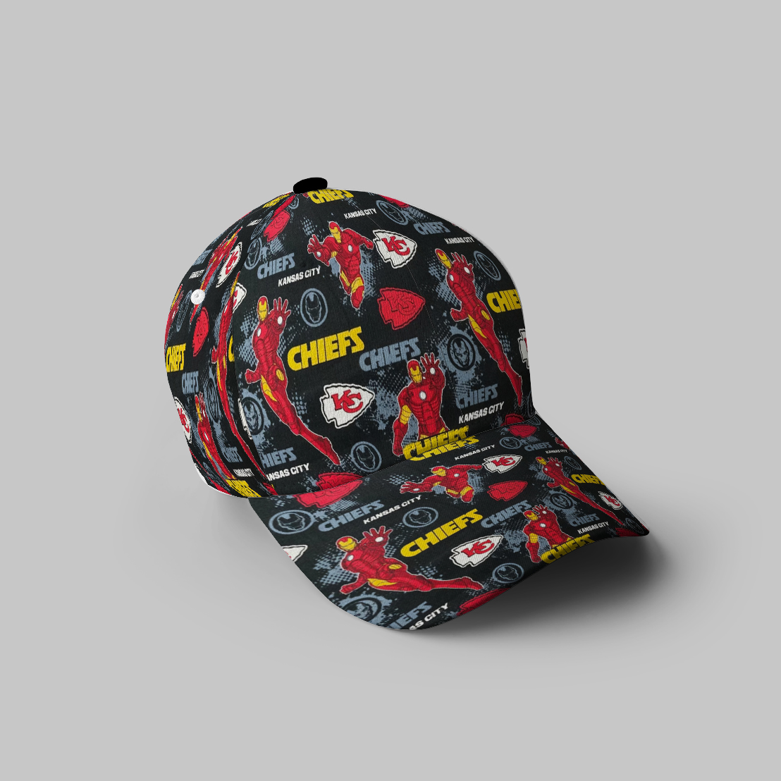 Kansas City Chiefs Emblem Iron Man 3D Printing Baseball Cap Classic Hat