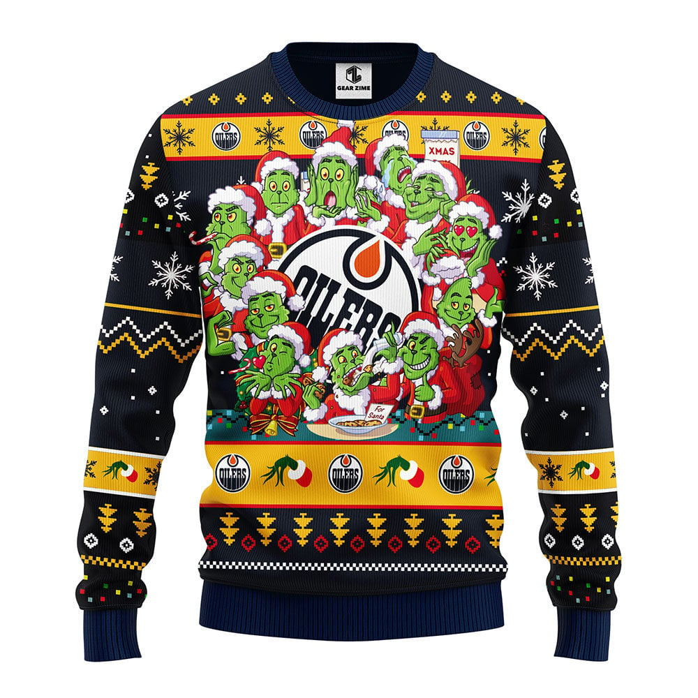 Edmonton Oilers 12 Grinch Xmas Day Ugly Christmas Sweater