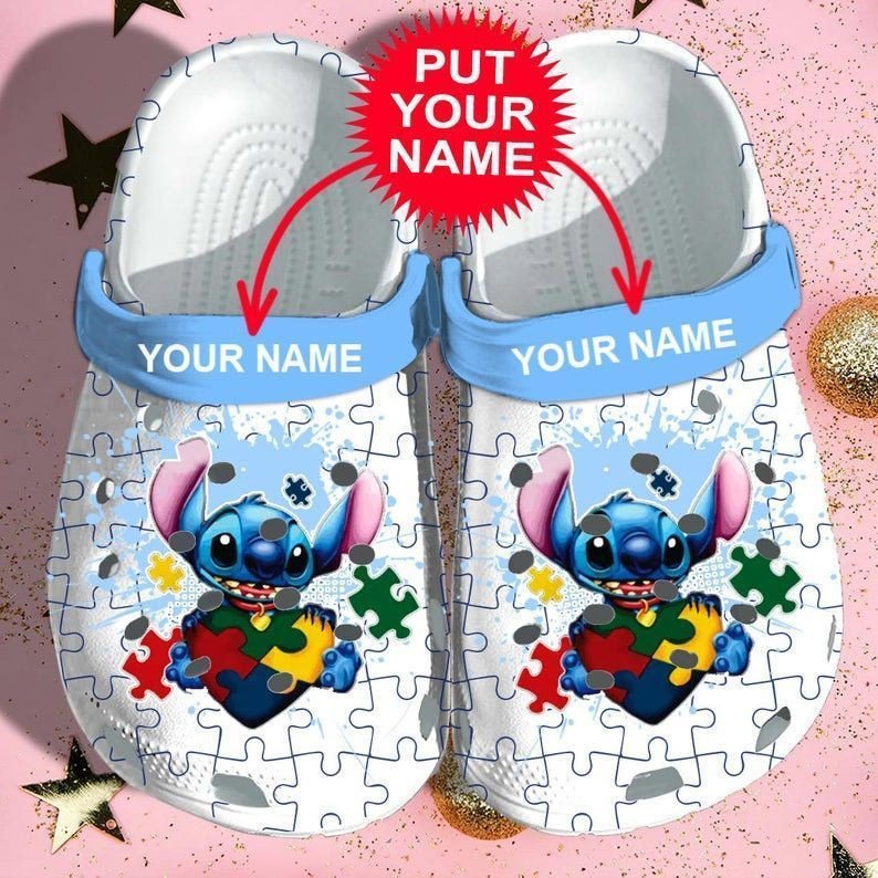 Stitch Autism Gift For Fan Classic Water Rubber 3D Crocband Clog