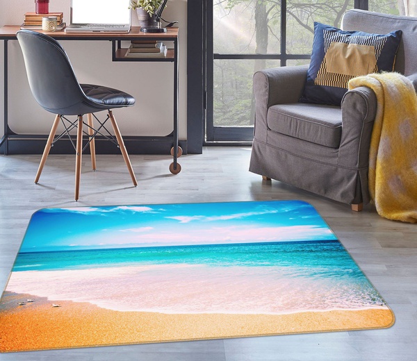 3D Blue Sky Seaside Sunny Day Area Rug Home Decor