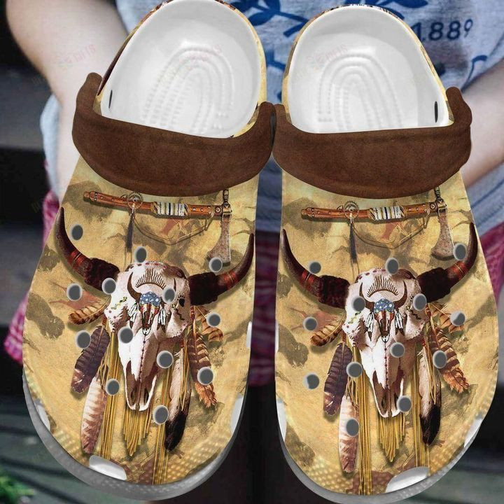 Native American Buffalo Skull Crocss Classic Clogs Shoes