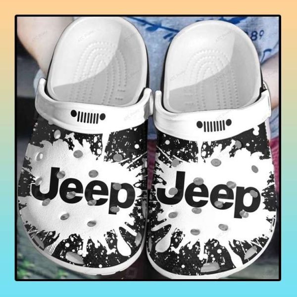 Black White Jeep Adults Crocs Crocband Clog Shoes For Men Women Nd