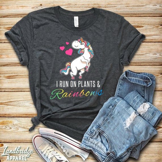 Womens Vegan Shirt I Run On Plants And Rainbows Animal Lover Gift Vegetarian Shirt Vegan Life Plant Based Shirt Tank Herbivore Shirt