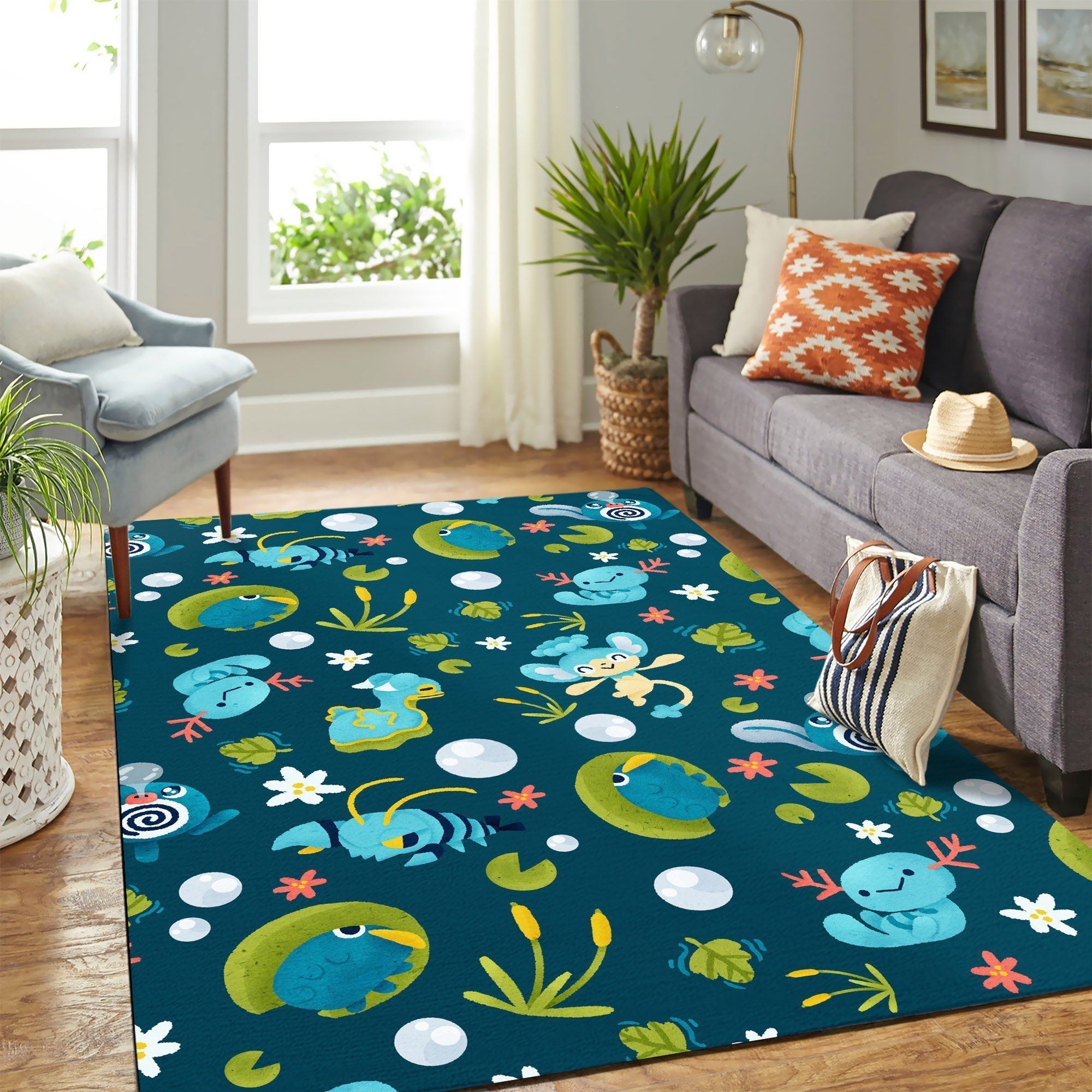 Pokemon Water Carpet Rug, Living Room Rugs, Floor Decor