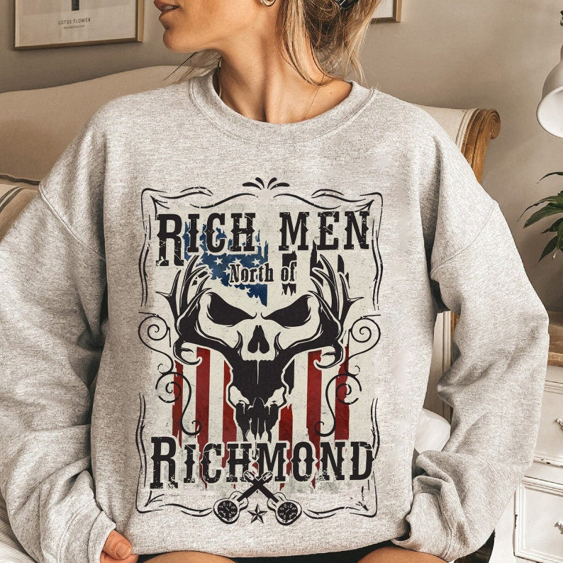 Rich Men North Of Richmond Unisex T-Shirt, Western Country Music Lyrics, Oliver Anthony Music Song Sweatshirt , Blue Collar Anthem, Nashville Tee