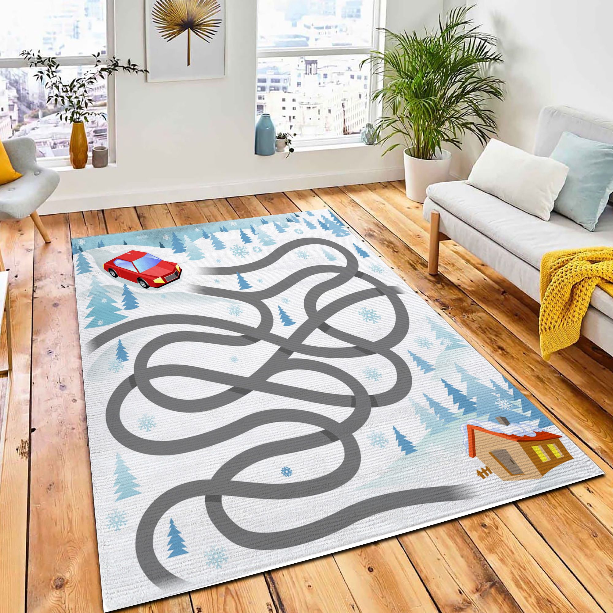 Winter Funny Maze Game Red Area Carpet Rug City Rug Home Decor