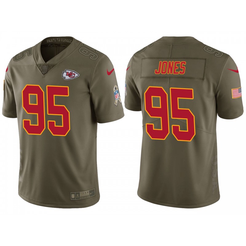 Men’S Chris Jones Kansas City Chiefs Olive 2017 Salute To Service Jersey – All Stitched, Embroidery