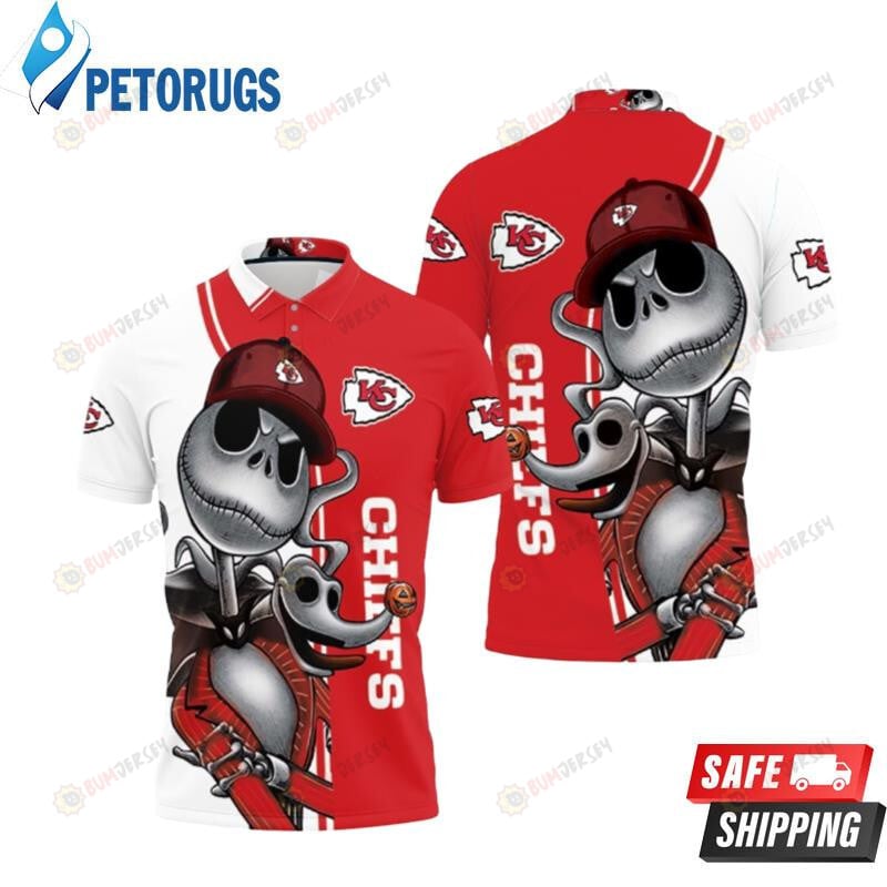 Kansas City Chiefs Jack Skellington And Zero Printed Polo Shirt