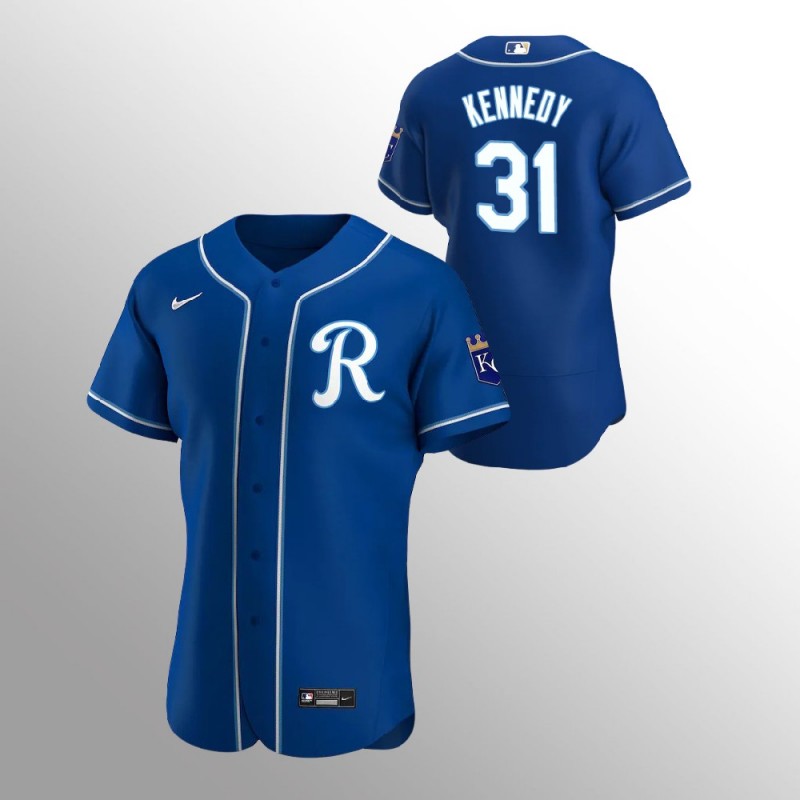 Men’S Kansas City Royals Ian Kennedy  Royal 2020 Alternate Team Logo Jersey – All Stitched, Embroidery