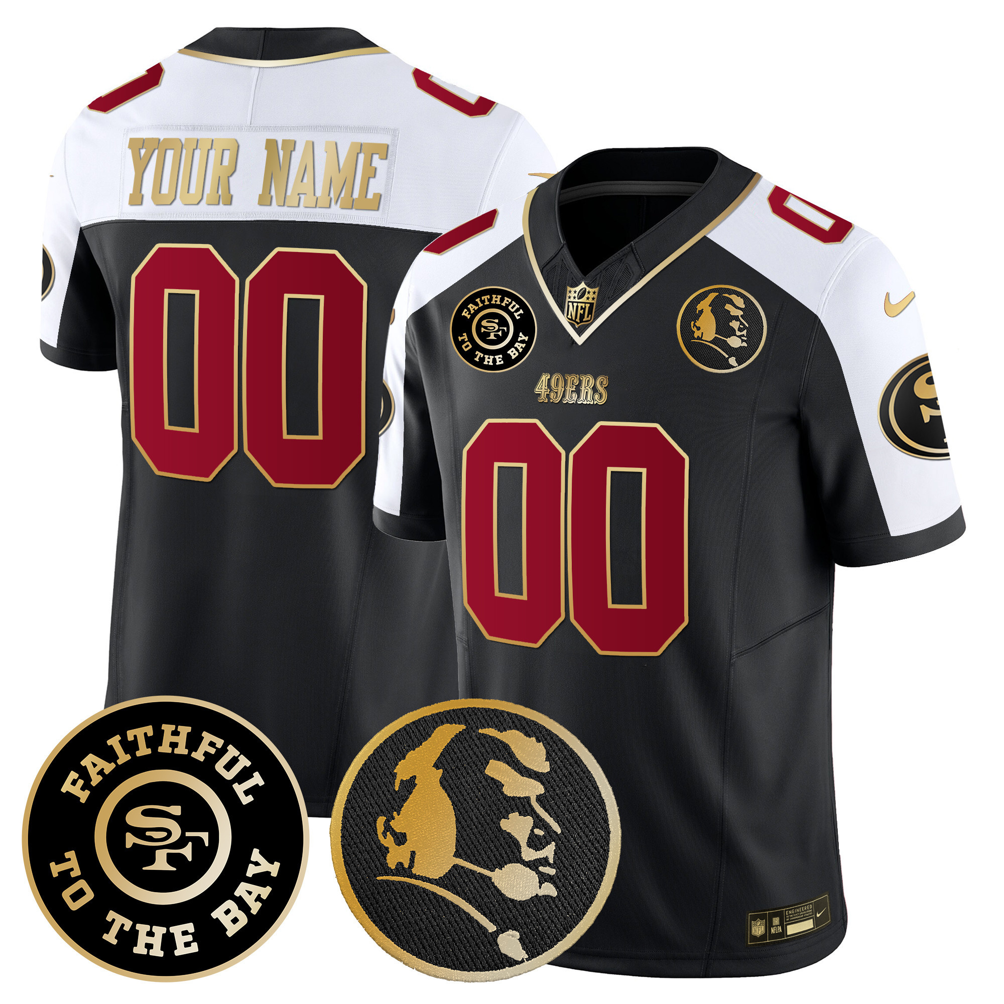 49Ers Faithful & John Madden Patch Vapor Custom Jersey – All Stitched