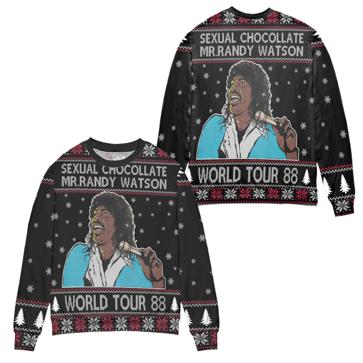 Sexual Chocolate Mr. Randy Watson World Tour 88 Ugly Christmas Sweater – All Over Print 3D Sweater – Black