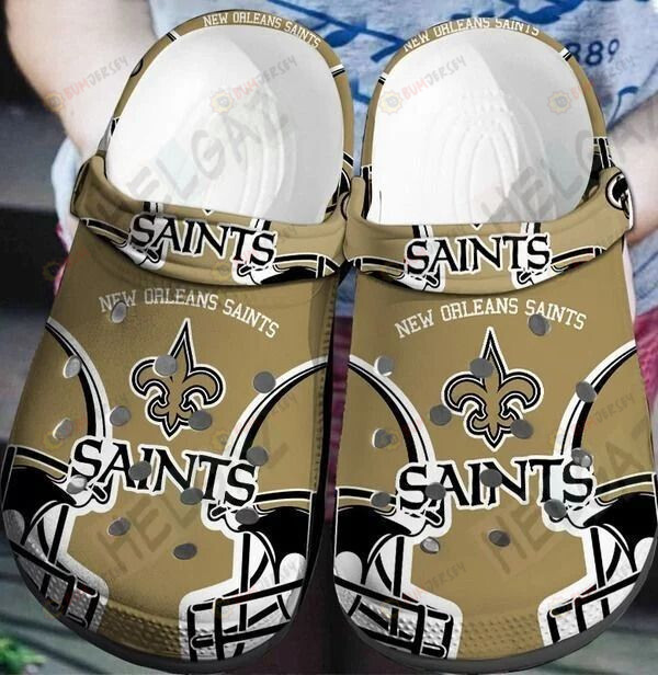 New Orleans Saints Logo Pattern Crocs Classic Clogs Shoes In Brown – Aop Clog