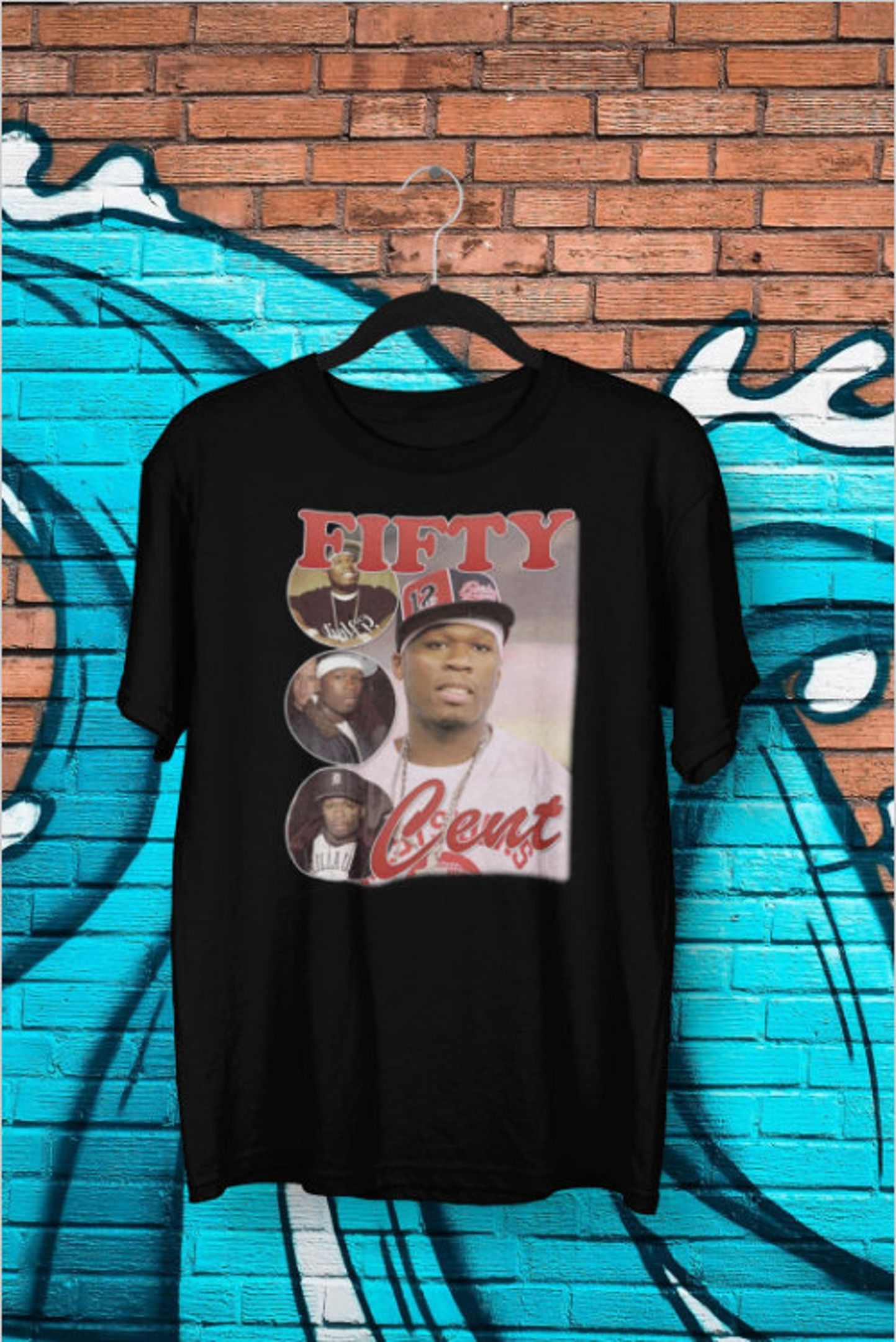 50 Cent Shirt Bootleg Rap Tee Short-sleeve Unisex Black Vintage Style T-shirt