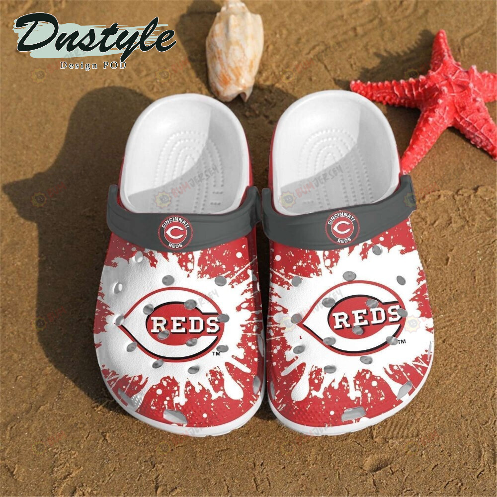 Cincinnati Reds Logo Pattern Crocs Classic Clogs Shoes In White & Red – Aop Clog