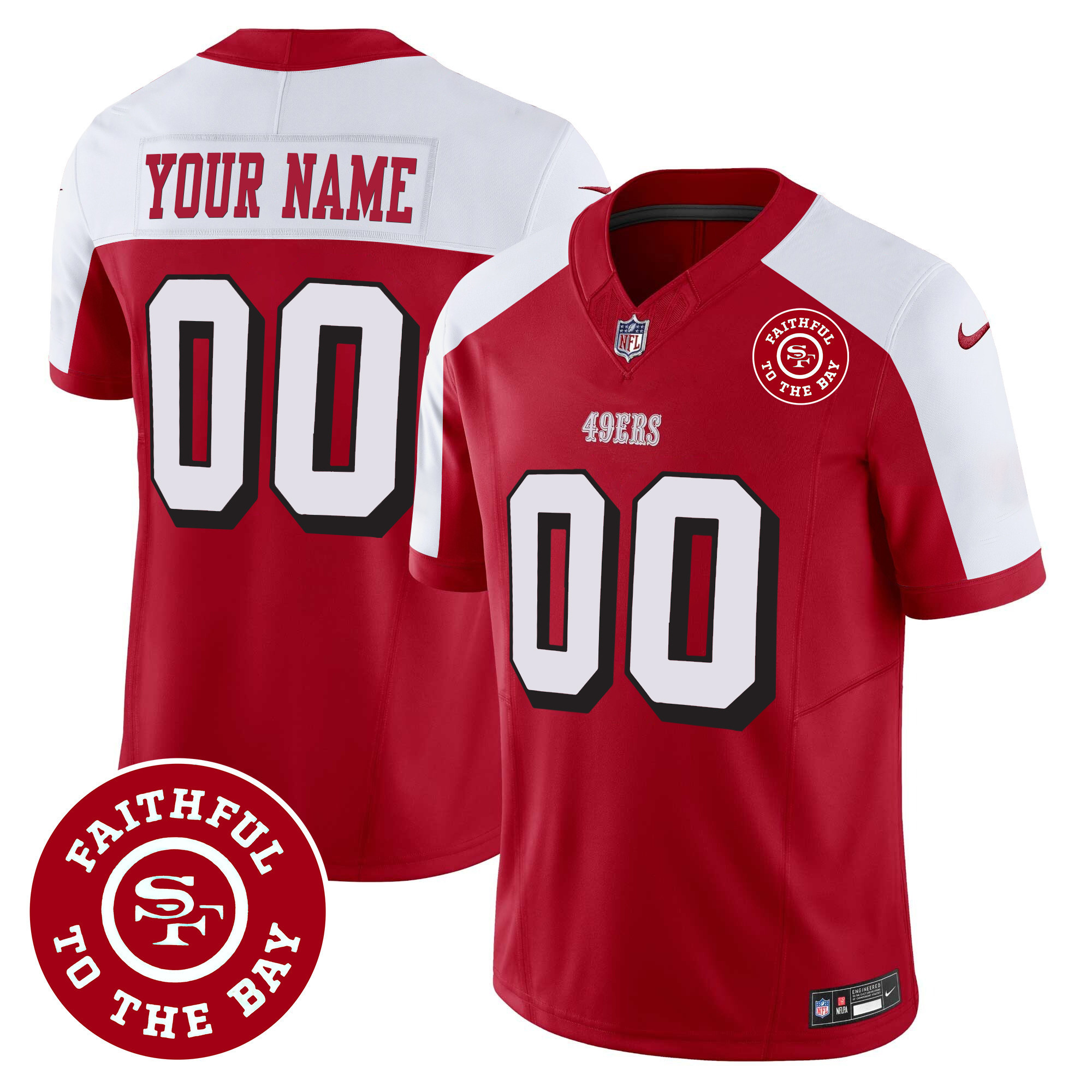 49Ers Faithful To The Bay Patch Vapor Custom Jersey V2 – All Stitched