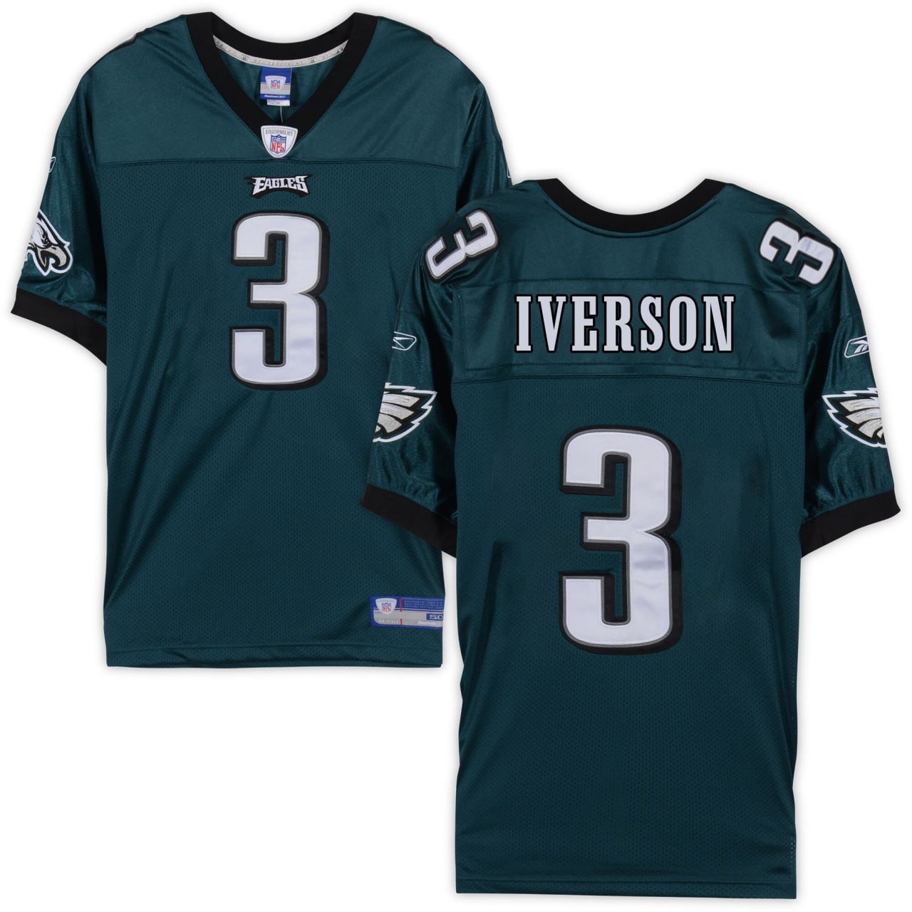 Allen Iverson Philadelphia Eagles Midnight Green Reebok Jersey – All Stitched