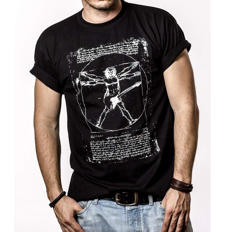 Cotton T Shirt  Men’s Shirt  Vintage Rock Band T-Shirt DA VINCI GUITAR S-XXXL Short Sleeve T-Shirt