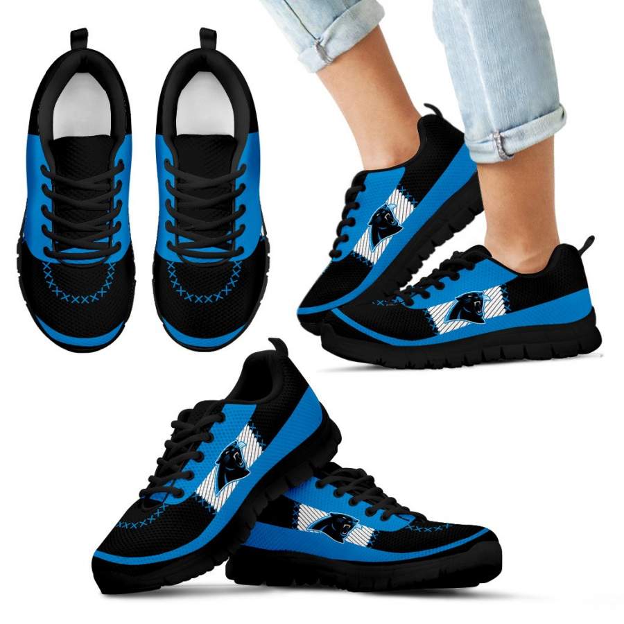 Cross Thread Seamless Beautiful Logo Carolina Panthers Sneakers