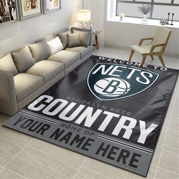 Brooklyn Nets Personalized Area Rug, Living Room Carpet, Customized Fan Cave Floor Mat