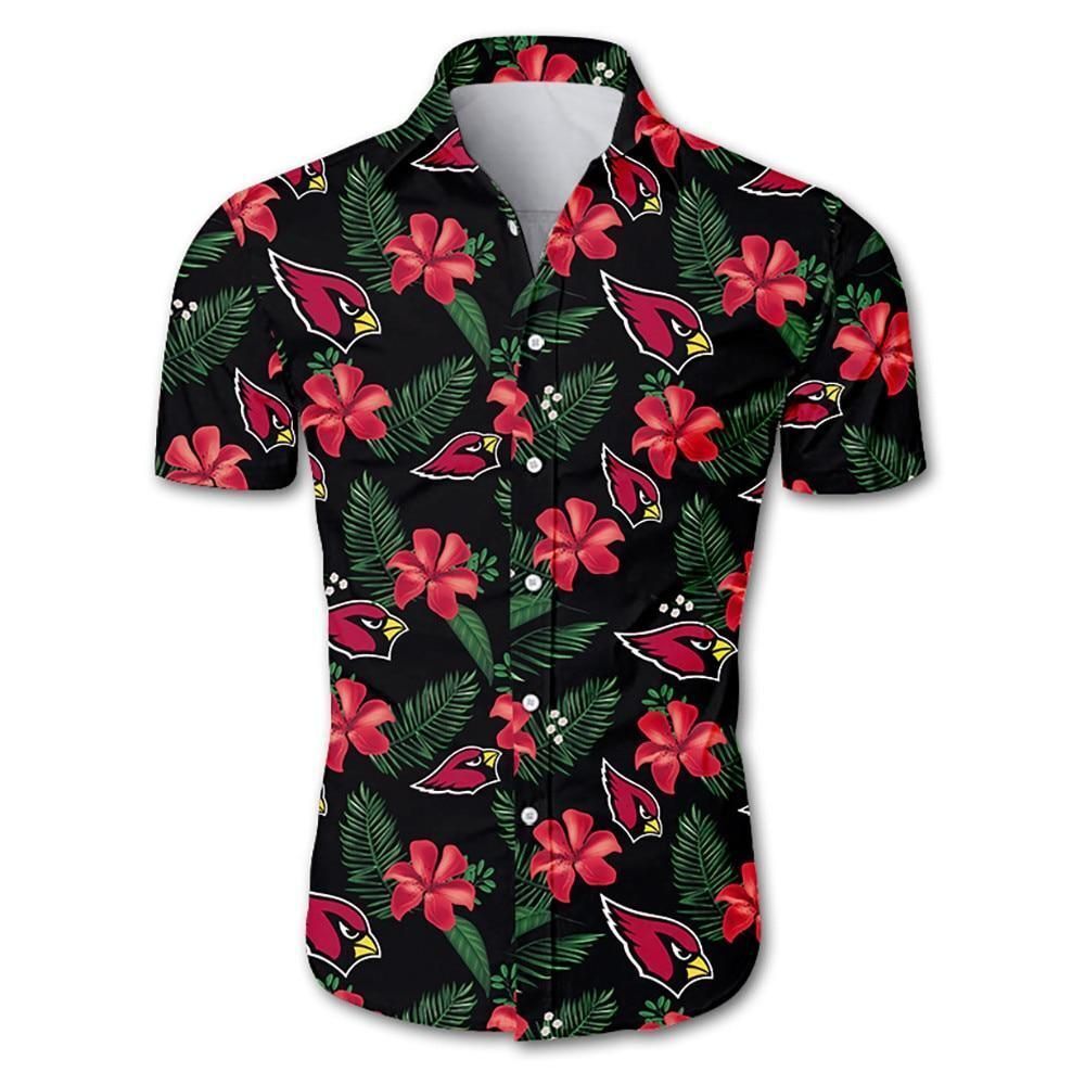 Arizona Cardinals Tropical Flower Hawaiian Shirt White Men Women Beach Wear Short Sleeve Hawaii Shirt