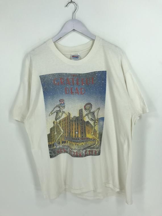 Vintage Grateful Dead Band Arge 1990 S Grateful Dead New York City Tour 80 Jerry Garcia Psychedelic Rock White Rock Shirt