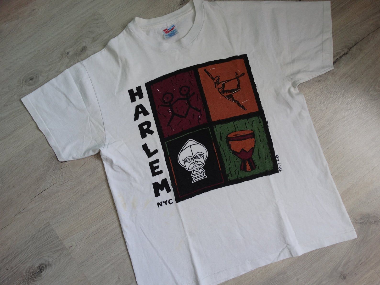 Vintage Harlem Nyc Art T Shirt L