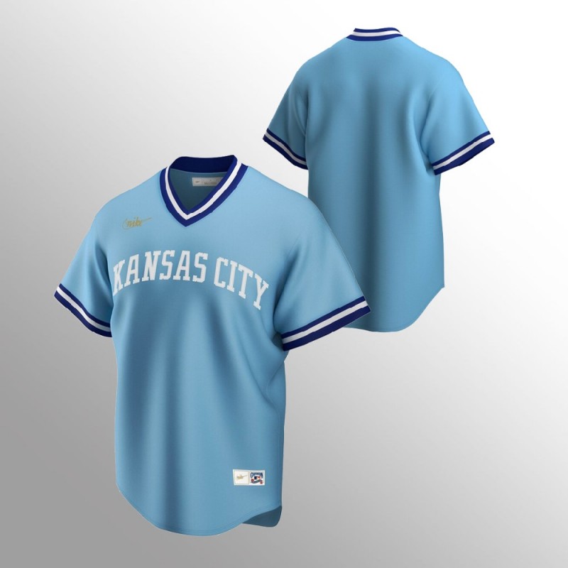 Men’S Kansas City Royals Cooperstown Collection Light Blue Nike Road Jersey – All Stitched, Embroidery