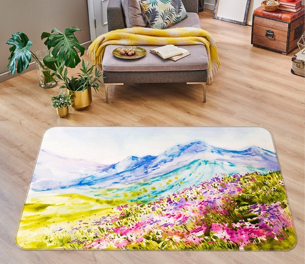 3D Beautiful Lawn Flowers Area Rug Home Decor