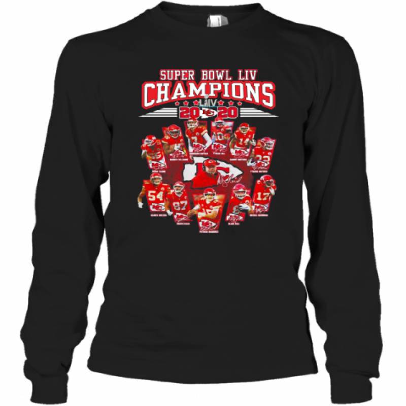 Super Bowl LIV Champions 2020 Kansas City Chiefs Signatures Long Sleeve T-Shirt