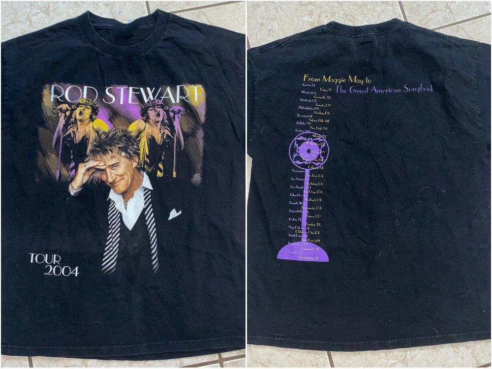 Vintage Rod Stewart 2004 Songbook World Tour Black T Shirt