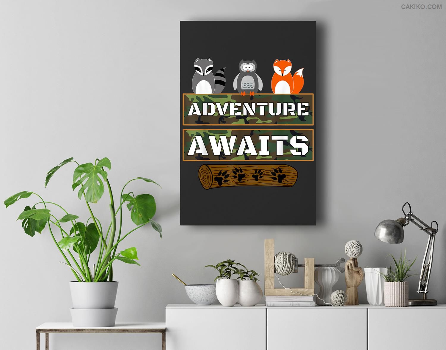 Adventure Awaits Camping Woodland Animal Nature Lover Premium  Canvas