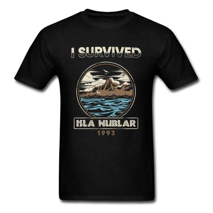 Isla Nublar T-shirt Men T-shirt Tee Black Shirts and Cotton Vintage Charts Workout Shirts