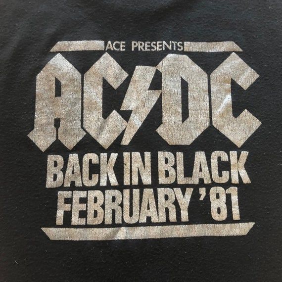 1981 Acdc Back In Black Australian Tour Black Vintage 70 S 80 S 90 S Band Concert Shirt