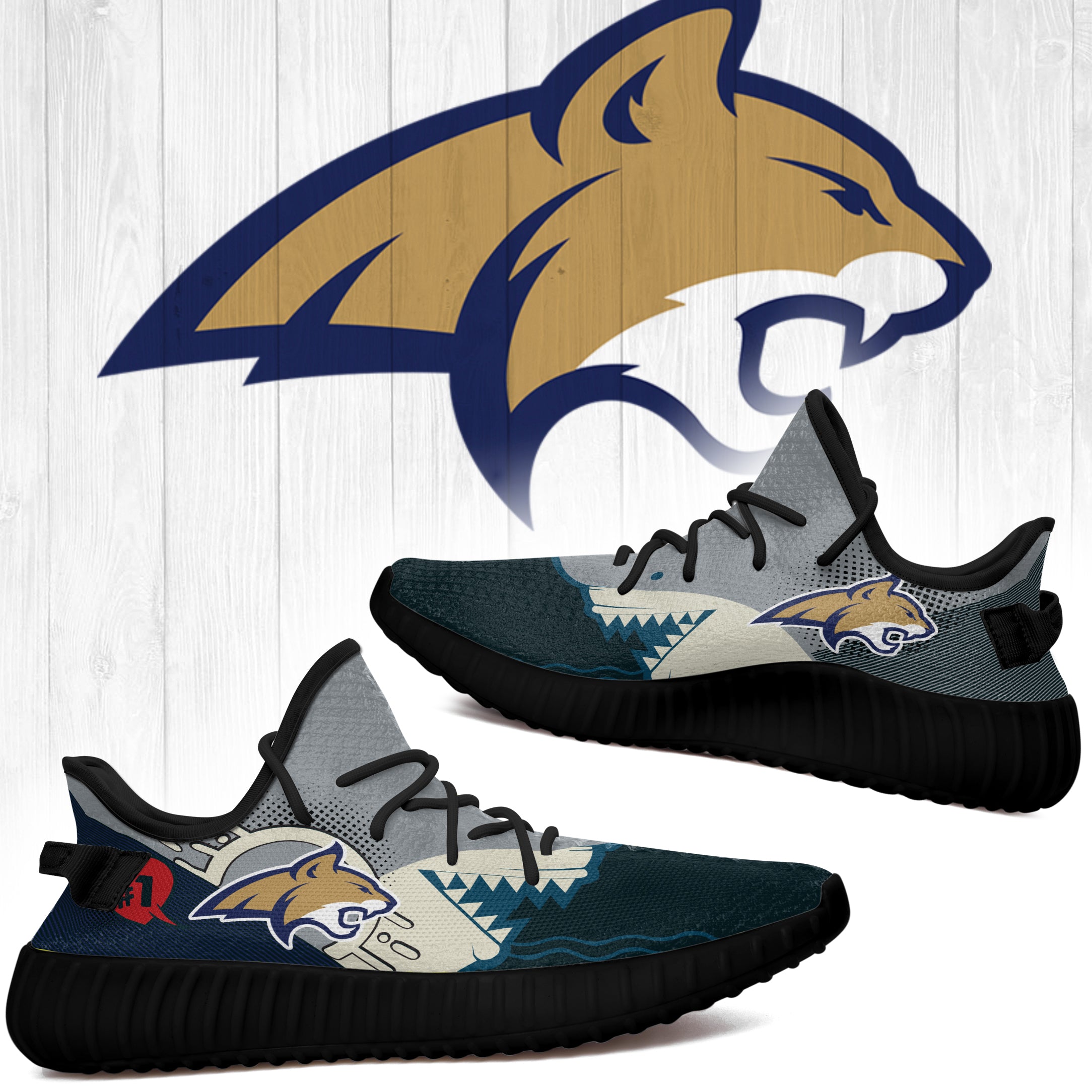 Shark Montana State Bobcats Nfl Yeezy Boost 350 V2 Shoes L1610-121