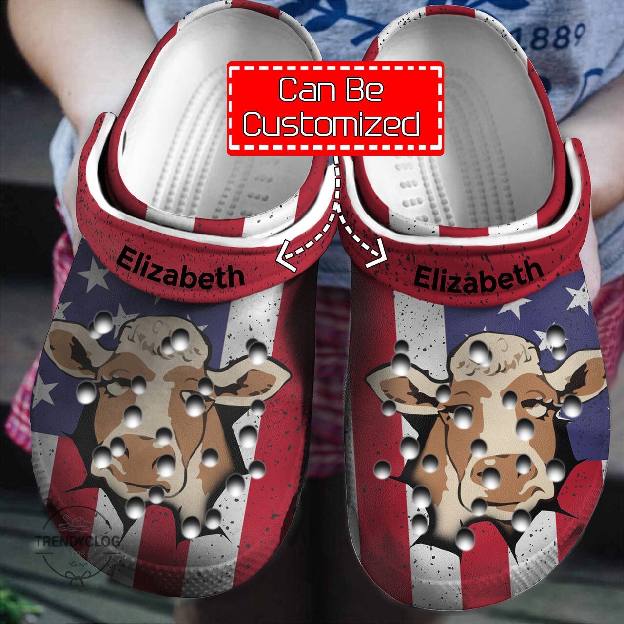 Animal Crocs Patriotic Cow Inside Me Personalized Clogs Shoes