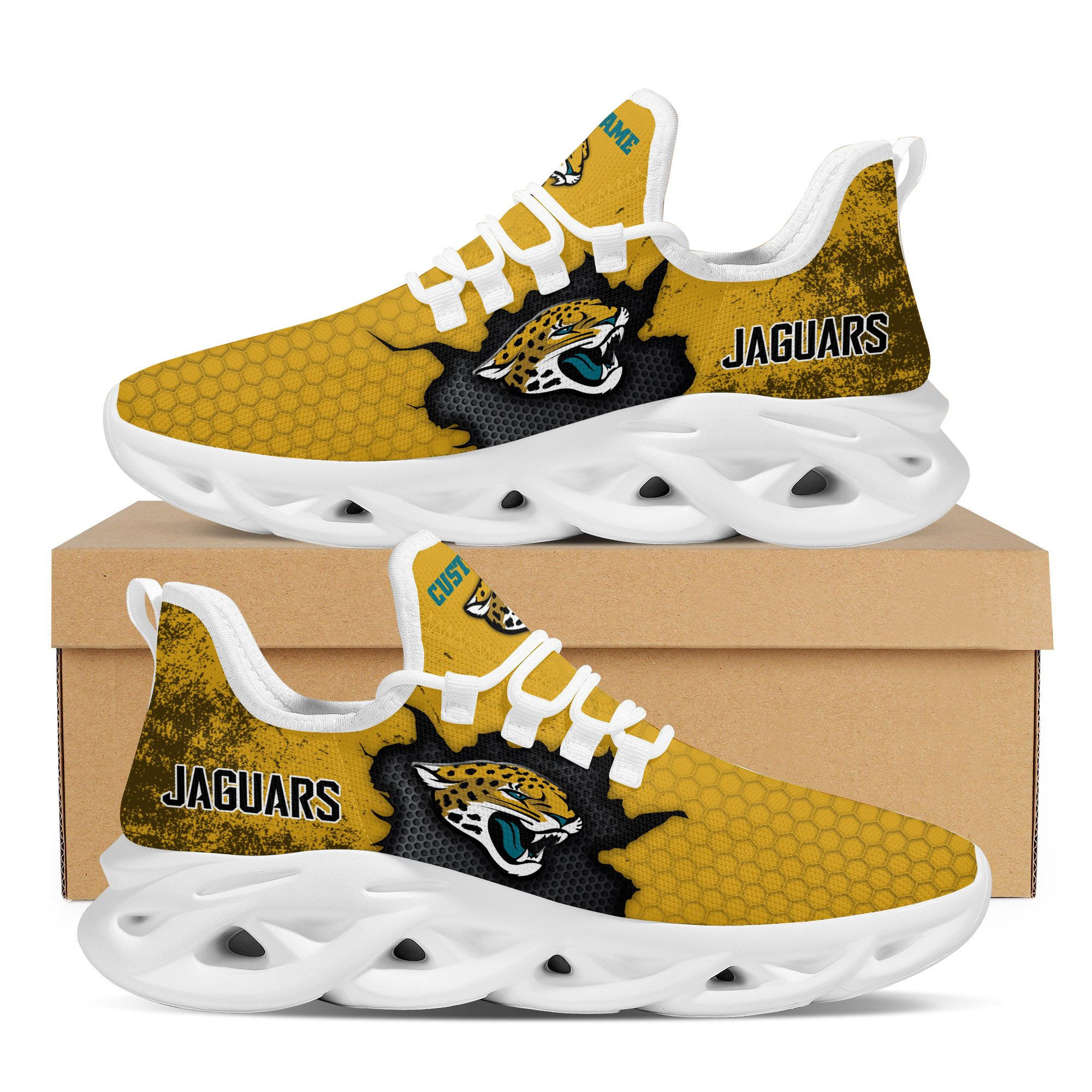 Jacksonville Jaguars Cracked Design Trending Max Soul Clunky Sneaker Shoes  Custom Name Personalized For Mens Womensfans