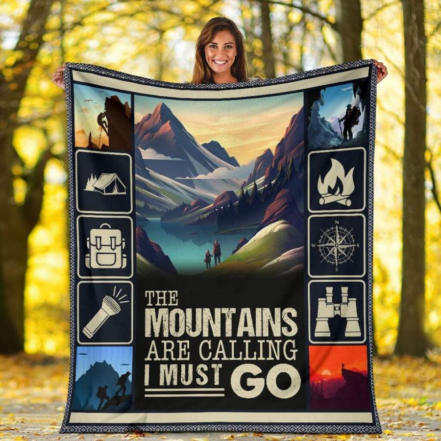 The Mountains Go Camping Blanket – Custom Blanket / Personalized Blankets / Photo Blanket – Fleece Blanket / Sherpa Blanket