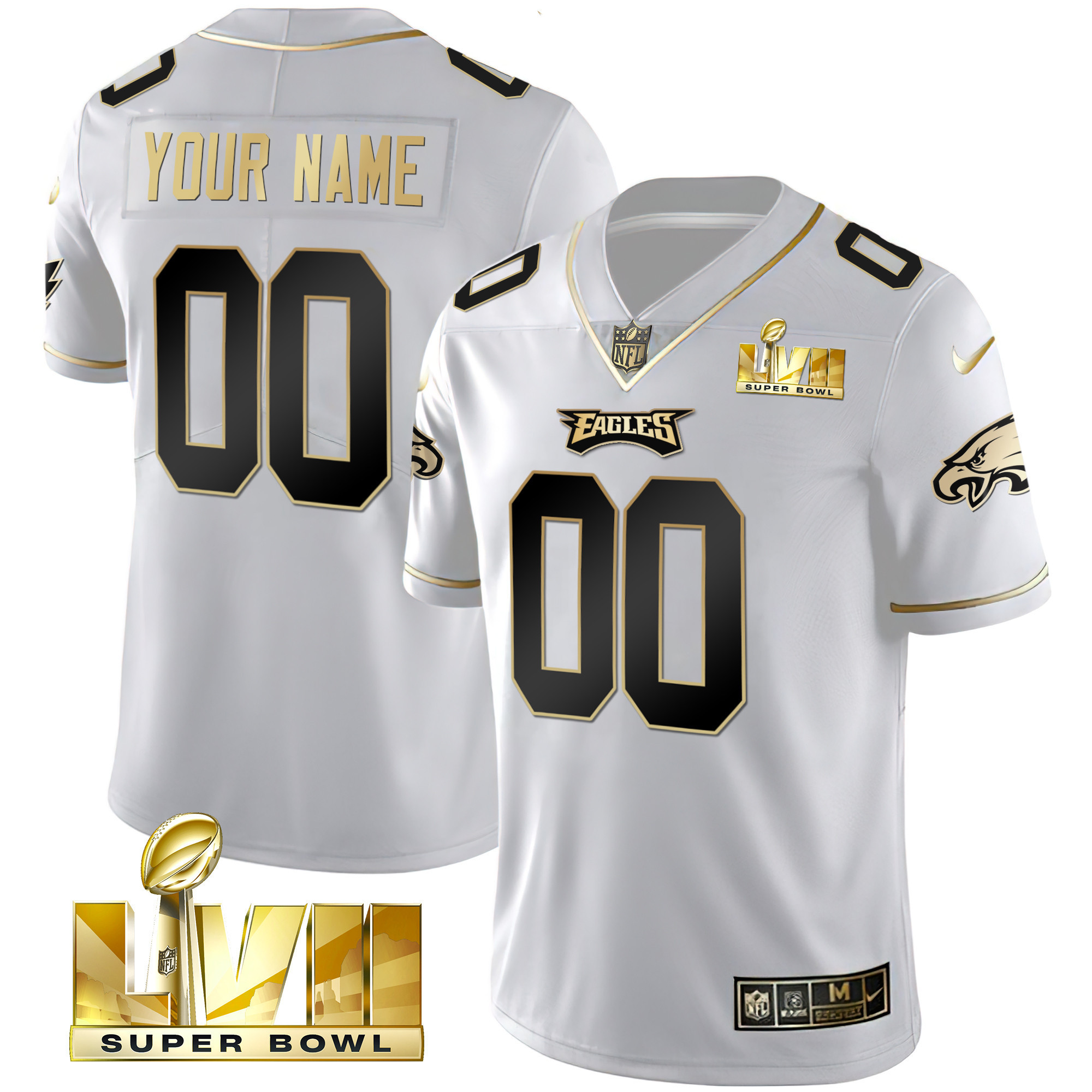 Eagles Super Bowl Gold Custom Vapor Jersey – All Stitched