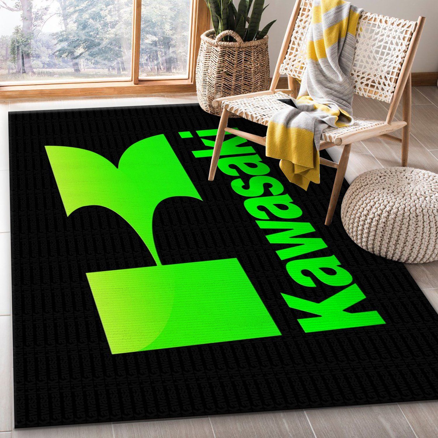 Kawasaki Hd Logo Area Rug For Christmas Living Room Rug Home Decor Area Rug For Living Room Bedroom Rug Home Decor